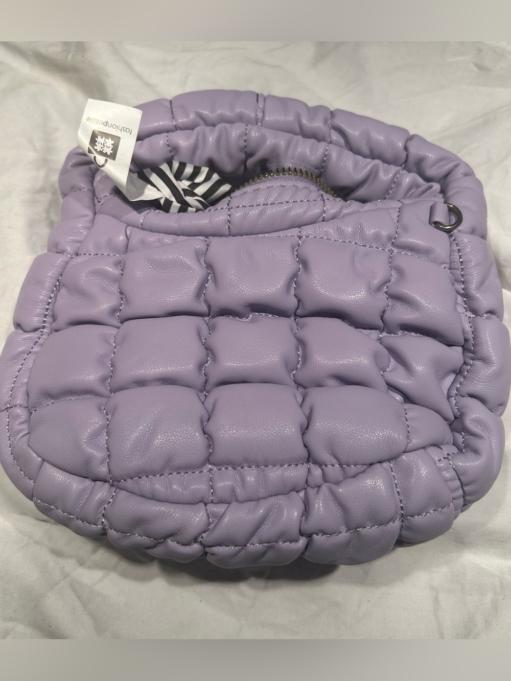 Fashion Puzzle Quilted Soft PU Leather Crescent Puffer mini bag